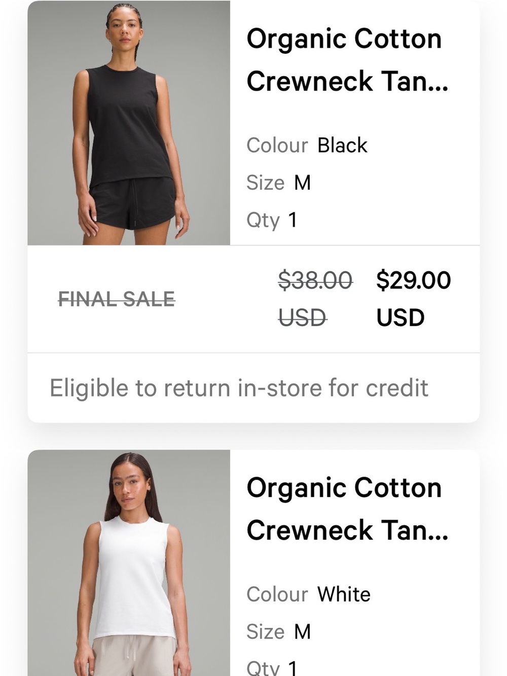 Like new Lululemon Organic Cotton Tank Top bundle of 3 - Classic Solids - Picture 6 of 6